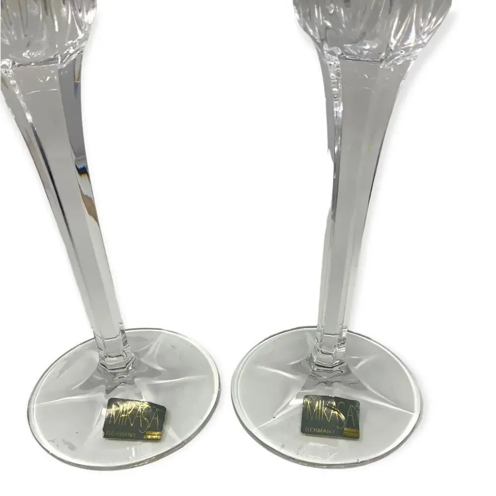 Mikasa Icicles Crystal Candlestick Holders Set of 2 NWT
